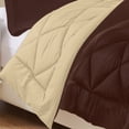 thumbnail image 3 of Lightweight Reversible 3-Piece Comforter Set All Seasons, Down Alternative Comforter with 2 Pillow Shams Full/Queen,Brown/Cream, 3 of 5