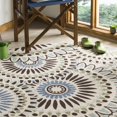 thumbnail image 3 of SAFAVIEH Veranda Petra Geometric Indoor/Outdoor Area Rug, Cream/Blue, 3' x 3' Round, 3 of 6