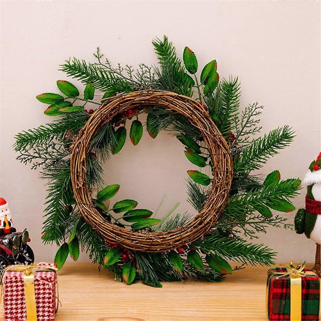 Christmas Decorations Christmas Balls Red Fruit Green Leaf Pinecone Wreaths Window Decorations Door Hanging Wreaths