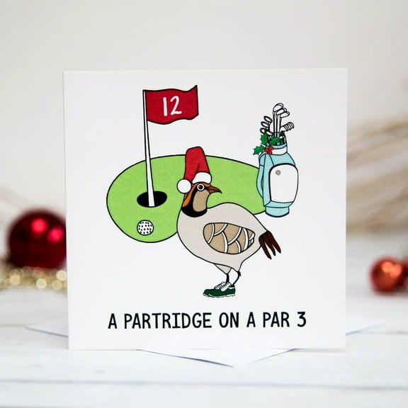 Funny Christmas Golf Card – "A Partridge on a Par 3" Design – Blank Inside for Personal Messages – Perfect Holiday Greeting for Golf Enthusiasts