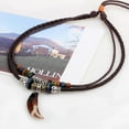 thumbnail image 3 of Men s Vintage Wolf Tooth Pendant Leather Beaded Weaved Prayer Necklace Ethnic Style Jewelry, 3 of 5