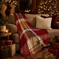 thumbnail image 3 of Autumn Plaid, Festive Holiday Scene, Warm Flannel Blanket for Ranch House and Living Room with Detailed Artwork, Art Lovers Thanksgiving Gift, Festive Home Decor, 3 of 9