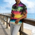 thumbnail image 4 of Cllios Hawaiian Shirts for Men Summer Tropical Print Holiday Tops Relaxed Fit Lapel Collared Short Sleeve T-shirts Casual Button Down Bowling Shirts XS-5XL, 4 of 5