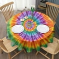thumbnail image 3 of Colorful Rainbow Tie Dye Spiral Pattern Round Tablecloth 60"x60",Wrinkle Wipeable Table Cloth for Kitchen Dining Room Picnic Patio Party, 3 of 6
