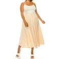 thumbnail image 4 of Women's Plus Size A-Line High Waist Elastic Band Pleated Solid Midi Skirt, 4 of 6