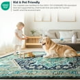 thumbnail image 5 of 8'x10' Area Rugs, Machine Washable Non Slip Area Rug for Living Room, Soft Low Pile Vintage Print Pattern Indoor Bedroom Thin Carpet, Blue & Green, 5 of 5