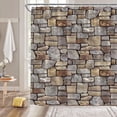 thumbnail image 2 of Brick Wall Shower Curtain Vintage Brown Gray Stone Rocks Rustic Country Retro Geometric Wall Square Shaped Bathroom Home Curtain with Hooks,70" Wx70 H, 2 of 6