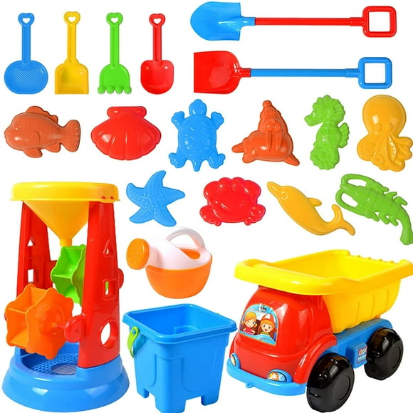 20-Piece Sand Toy Set, Sandpit Bucket, Beach Toy Sand Set, Beach Toy For Toddlers, Sandpit Toy, Beach Toy Children, Sandpit Toy, Includes Hourglass（B)