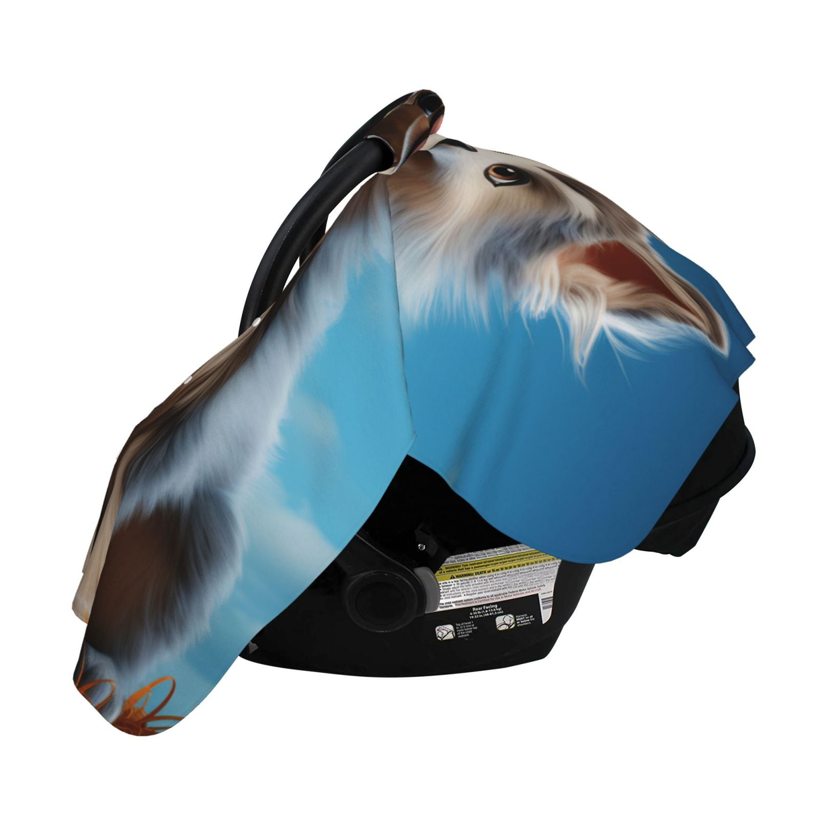 Naloa Blue Sky Cute Wolf Baby Car Seat Cover, Breathable Baby Carrier Cover, Multiuse Baby Carrier Cover & Nursing Breastfeeding Cover
