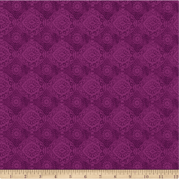 Blank Quilting Pansy Prose Tonal Tile Raspberry Cotton Fabric By The Yard