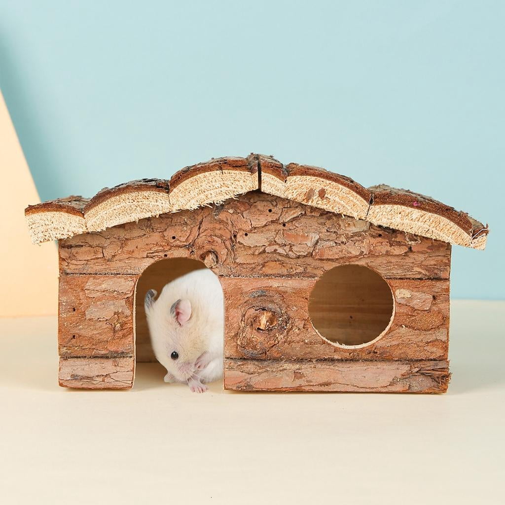 Small Hideouts Cabin Wood Shelter House Scratchproof Hamster Cage Playhouse Squirrels Cage Accessory Furniture