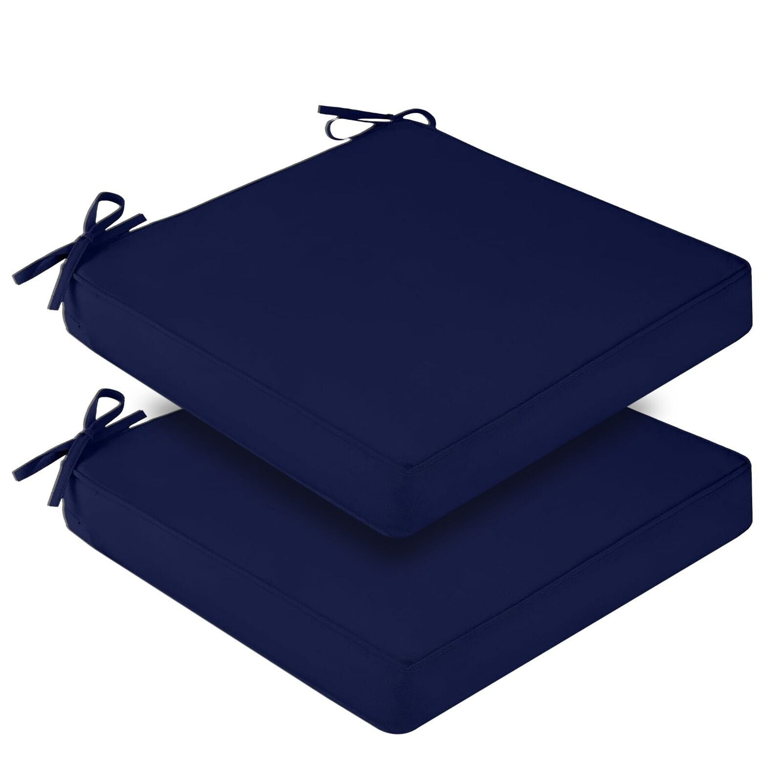 (Set of 2) Outdoor Chair Cushions for Patio Furniture, Waterproof 19" x 19" x 3" Square Patio Chair Seat Cushion with Non-Slip Ties & Handle