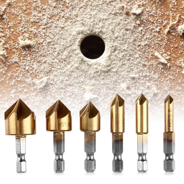 6 uds HSS chaflán broca vástago hexagonal 90 grados 6mm-19mm avellanado chaflán Ndcxsfigh nuevos