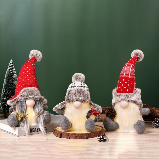 Fiudx Muñeco Sin Rostro de Rodolfo, Luminoso Diseño de Hombre Del Bosque Nórdico, Enano Festivo, Acogedor, Decoración Versátil para El Hogar y La Oficina, Ideal para Fiestas Navideñas, Tamaño de 30 C
