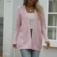 thumbnail image 6 of CheerKidz Women Solid Color Lantern Sleeve V Neck Cardigan Sweater Casual Long Sleeve Knitwear Soft Cozy Lightweight Warm Relaxed Fit Home Wear Sportswear Spring Daily Wear(Pink#2,L), 6 of 6