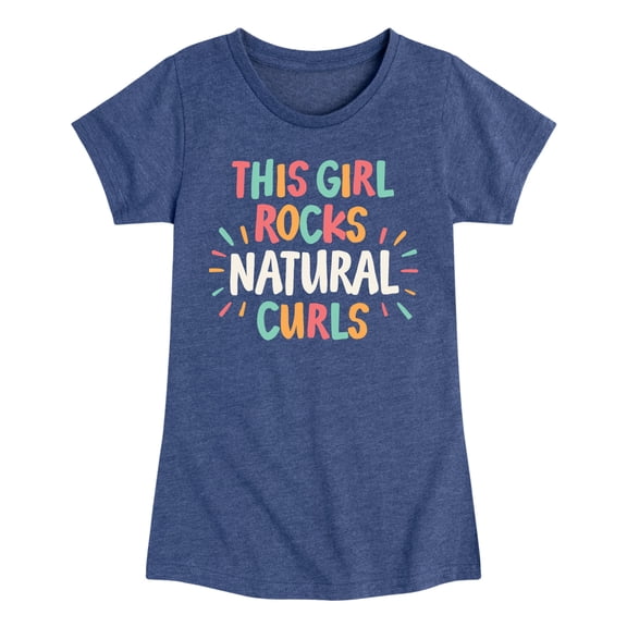 Instant Message - This Girl Rocks Natural Curls Fitted Short Sleeve Graphic T-Shirt
