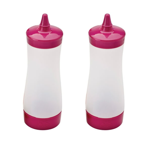 Joie Squeeze Bottle with Cap, Assorted Colors, 12-Ounce, Set of 2