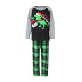 thumbnail image 2 of KOMOO Christmas Family Matching Pajamas Sets Parent Child Pajamas Set Dinosaur Print T-shirt Plaid Pants Buttoned Crotch Rompers, 2 of 8