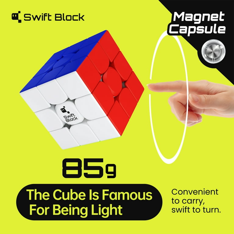 Swift Block 355S, Magnetic Speed Cube 3×3×3 Stickerless Magic Cube Puzzle  Toy for Kids 
