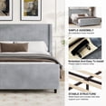 thumbnail image 6 of 50.7"High headboard platform king bed frames,corduroy upholstered bed frame with wingback and high footboard, 6 of 9
