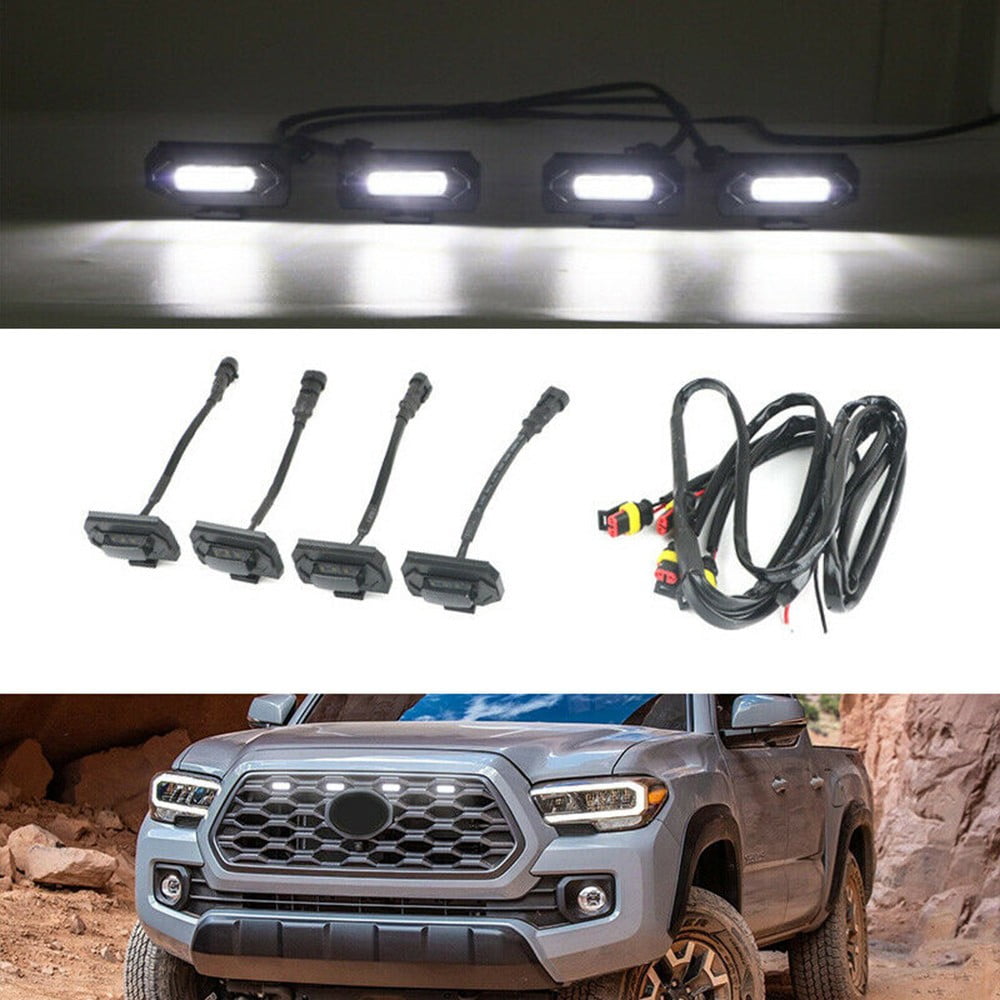 4X Smoke Front Grille White LED Lights for 16-up Toyota Tacoma w/TRD Pro Grill 4X Smoke Front Grille White LED Lights for 16-up Toyota Tacoma w/TRD Pro Grill