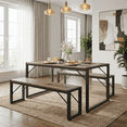 thumbnail image 5 of Aiho 3-Piece Dining Table Set - Industrial Kitchen Table & Chairs with Stain-Resistant Oak Top, Space Saving Design for Small Homes, Gray, 5 of 6