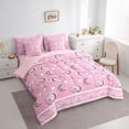 thumbnail image 3 of Homewish Pink Paisley 7pcs Bedding Comforter Set,Retro Bohemain Print Queen Bedding Sets,Rustic Flower Boho Queen Sheet Sets For Adult,Ultra Soft Home Decor Reversible, 3 of 8