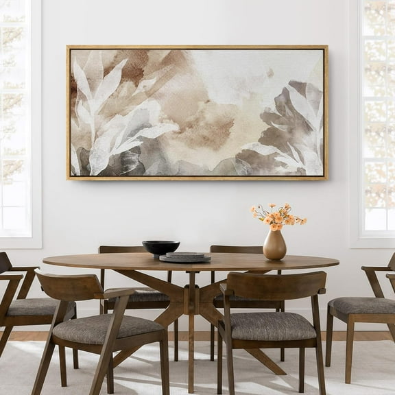 IDEA4WALL Extra Large Framed Canvas Print Wall Art Whispers of Nature An Abstract Watercolor Artwork Wilderness Antique Retro Fine Art Decorative Relax/Calm for Home Decoration - 60"x30"