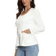 thumbnail image 4 of INSPIRE CHIC Business Casual Blazers for Women Button Down Scoop Neck Long Sleeve Office Work Blazer Jackets with Pockets XS White, 4 of 6