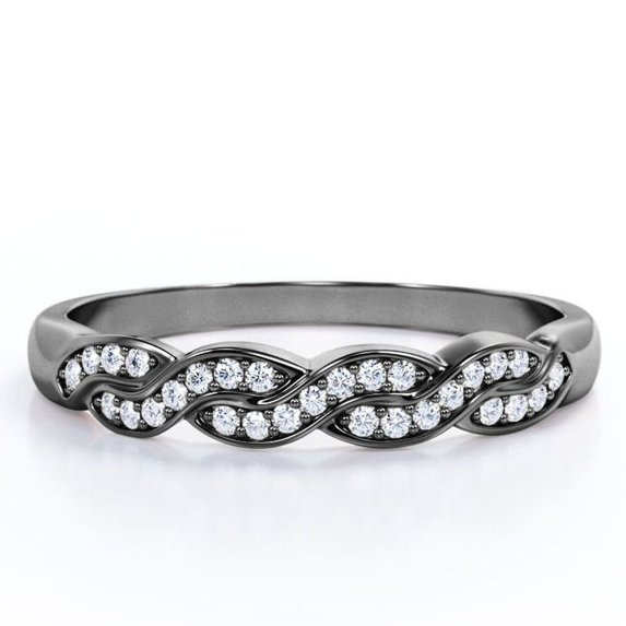 0.25 Carat Round Cut Pave-Channel Infinity Wedding Band in 18K Black Gold Plating over Silver