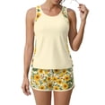 thumbnail image 5 of JULMCOMO Tankini Swimsuits for Women Sunflower Print Drawstring Crew Neck Sports Bathing Suit Beach Summer Two Piece Swimsuit Saffron S, 5 of 6