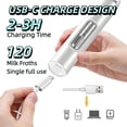 thumbnail image 2 of Milk Frother Handheld,Rechargeable Frother Wand Hand Mixer Electric Handheld for Coffee,Electric Whisk With 3 Stainless Whisks 3 Speeds Stand,Hand Mixer for Lattes,Cappuccino,Matcha,Egg,White, 2 of 8