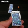 thumbnail image 3 of Kerosene lighter, Top Metal Pocket Lighter Daily Use, Sold Without Fuel.,SKU01005-银底紫贝, 3 of 12