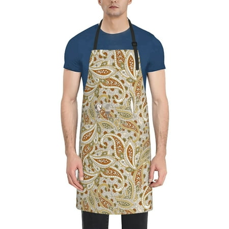 

Goofa Paisley Floral 1 Printed Waterproof Apron 33 Chef Aprons for Men Heavy Duty Chemical Work Apron Adjustable Bib Apron