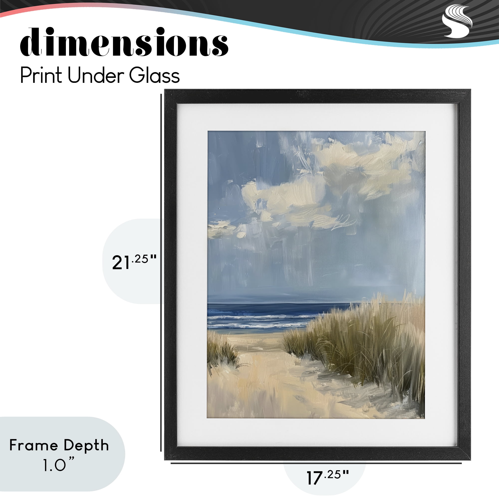Stupell Industries In The Dunes By The Sea Black Framed Print Under Glass, design by Petal Prints Design