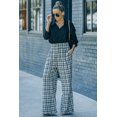 thumbnail image 4 of ABPHQTO Pantalones anchos de tweed a cuadros negros de mujer, 4 of 5