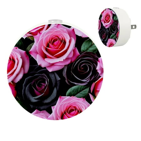 

YZUOUZY Night Light LED Lamp Small Bedside Lamps Set of 2 Roses Lights Pink Flowers
