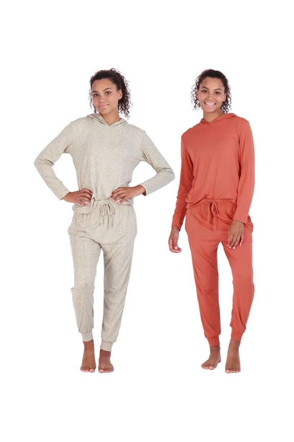 4 Piece: Women's Long Sleeve Pullover Hoodie Henley Sweatshirt & Jogger Set- Athletic Lounge Sweatsuit