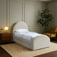 thumbnail image 5 of Meridian Furniture Andaz Beige Chenille Fabric Upholstered Twin Trundle Bed, 5 of 10