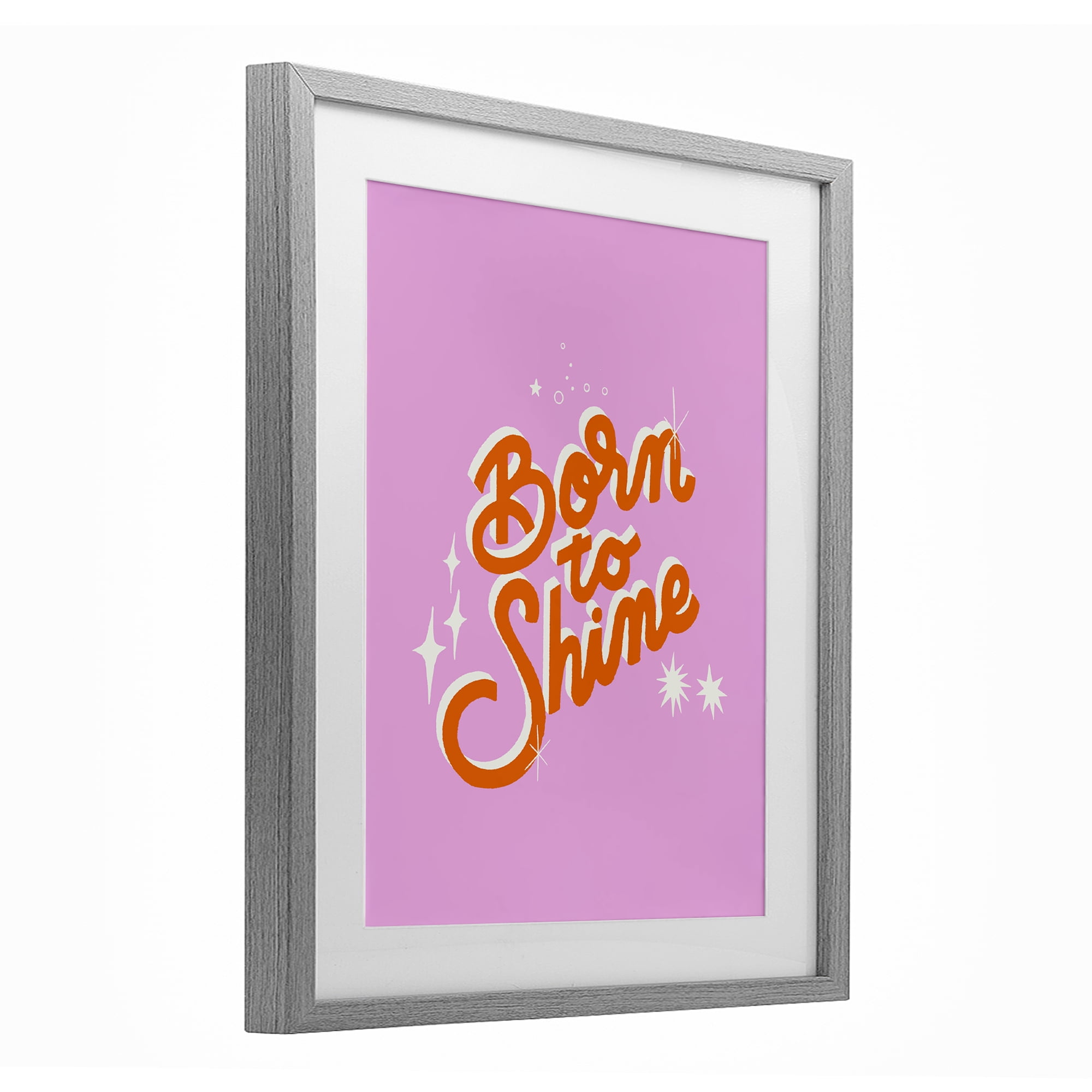 Stupell Industries Born To Shine on Pink Gray Framed Print Under Glass, design by Indira Prieto | IndySign