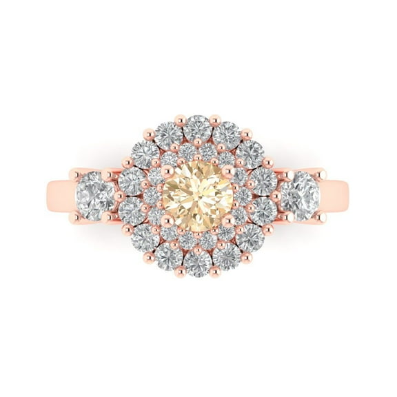 Halo Engagement Ring for Women - 1.4ct Natural Morganite in 18K Rose Gold Promise Ring