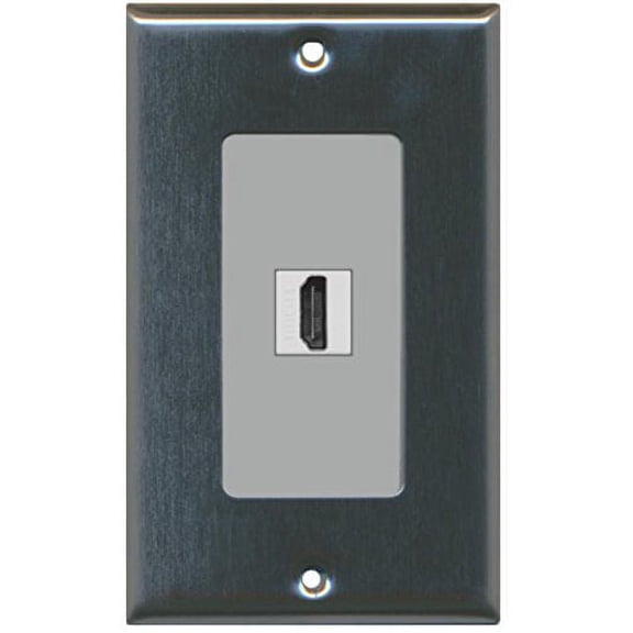 RiteAV - 1 Port HDMI 2.0 Keystone Decorative Wall Plate - Stainless Steel/Gray