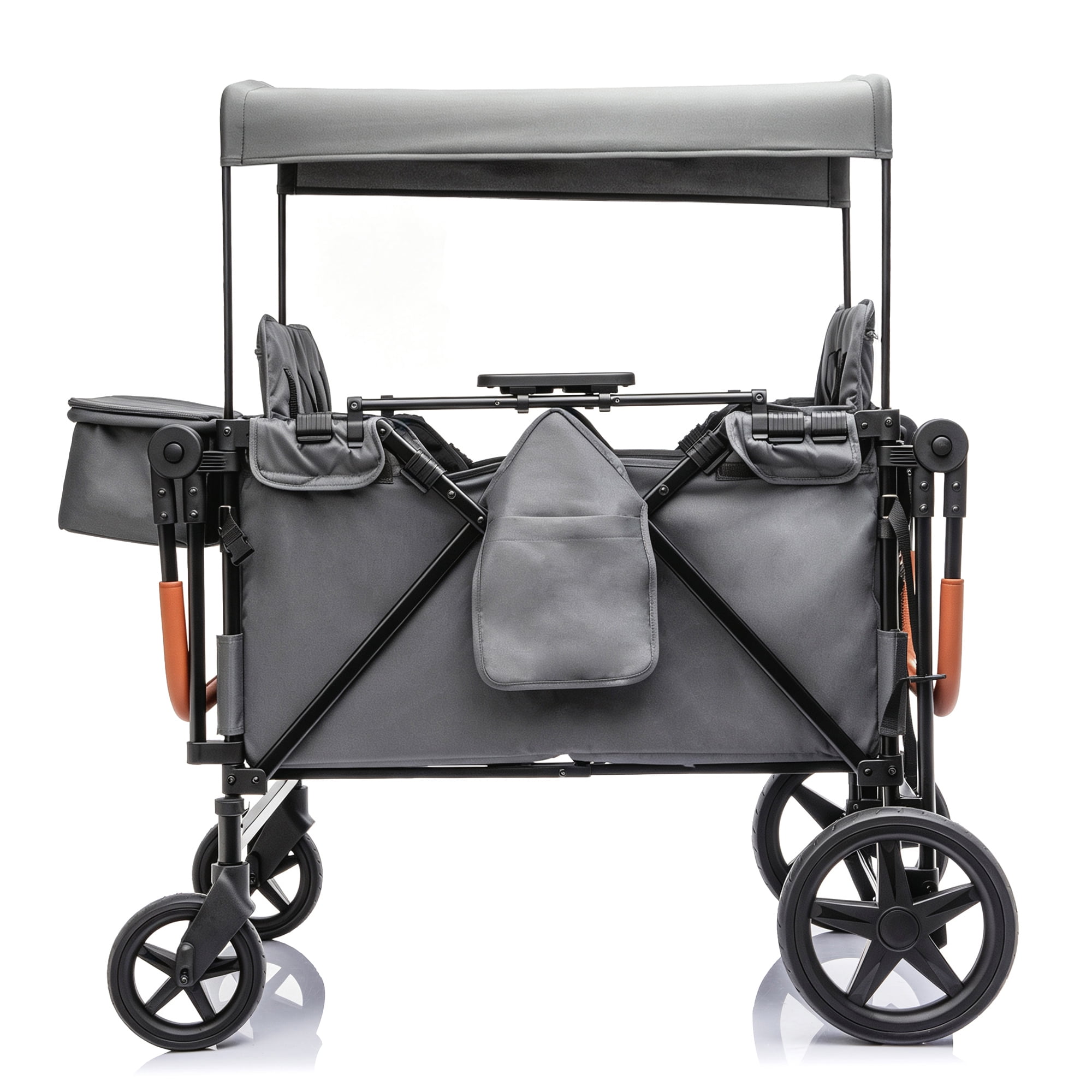 Wogan Stroller W/removble 4-Seater, Extra-Thick Support Bar & Higher 212 Load Capacity, Multi-Zone Storage, 5-Point Harness,Dual Leather Handles,All-Terrain PU Wheels w/ Suspension & One-Step Brake