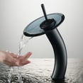thumbnail image 2 of KRAUS Tall Waterfall Bathroom Faucet for Vessel Sink with Clear Black Glass Disk, Oil Rubbed Bronze Finish, 2 of 10
