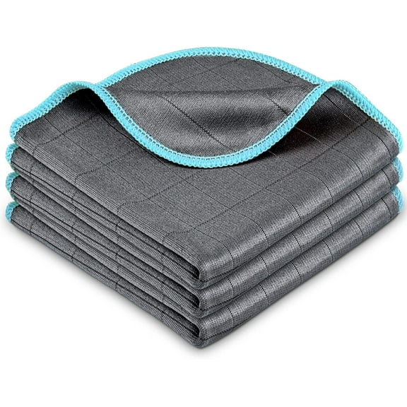 Carbon Microfiber Cloth for Cleaning Glass Window Polishing Lint Free Streak Free Easy Clean Rag Reusable for Mirror Kitchen Dish Auto Detailing, Pack of 3, 12"x12", 400GSM