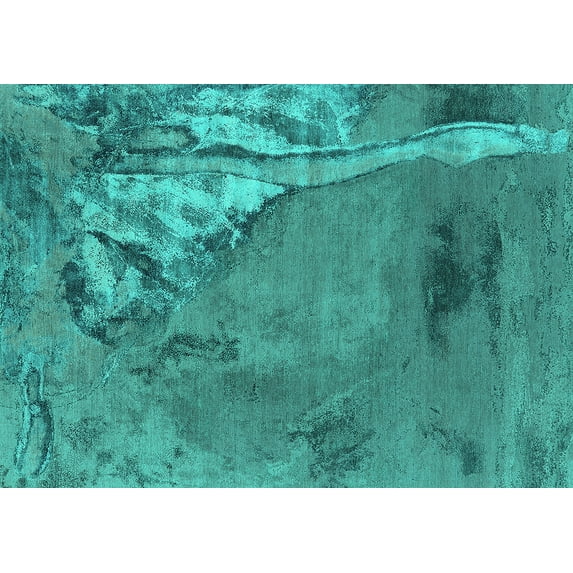 Ahgly Company Indoor Rectangle Oriental Turquoise Blue Industrial Area Rugs, 8' x 10'