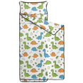 thumbnail image 2 of White Cartoon Dinosaurs Mushrooms Pattern Teens Toddler Nap Mat with Pillow, Sleeping Mat Bag for Preschool Daycare 59"x22", 2 of 6