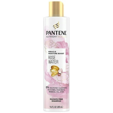 Pantene Nutrient Blends Miracle Moisture Boost Rose Water Shampoo for Dry Hair, Sulfate Free 9.6 fl oz Pack of 3