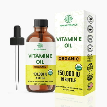 100ML LARGE ORGANIC VITAMIN E OIL WITH 150,000 IU 100% PURE AND NATURAL -NON GMO - MADE IN USA Premium Grade Oil for Skin and Hair Cold-Pressed and Hexane-Free