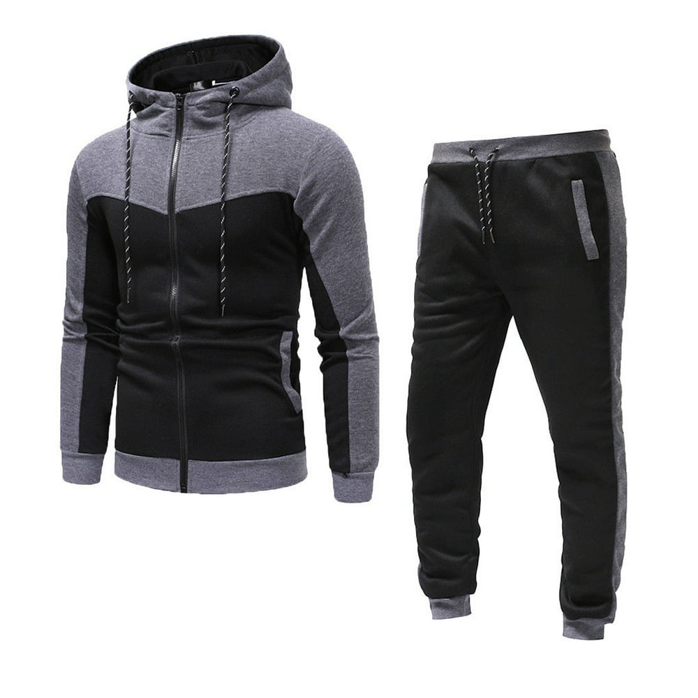 Suanret - Mens Sweatshirt Hoodies Track Jogging Suit Gym Pants Set ...